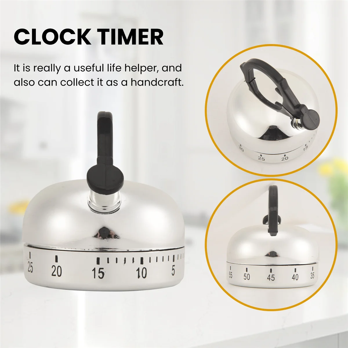 【Hot-Selling!】60 Minute Counting Teapot Shaped Kitchen Cooking Alarm Clock Timer Mechanical