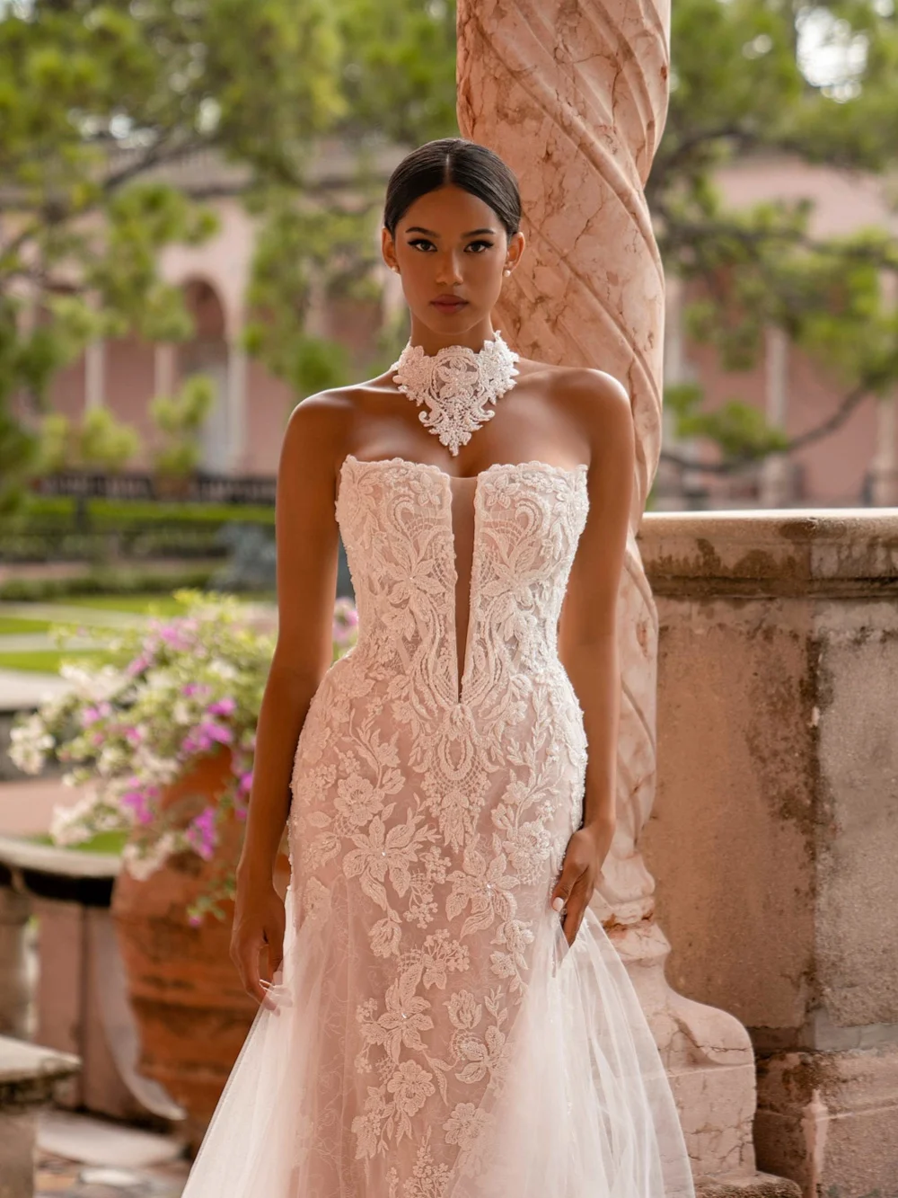 فستان زفاف ساحر مزين بالخرز بدون حمالات حورية البحر فستان زفاف طويل مخصص فساتين أنيقة بدون أكمام للعروس #2