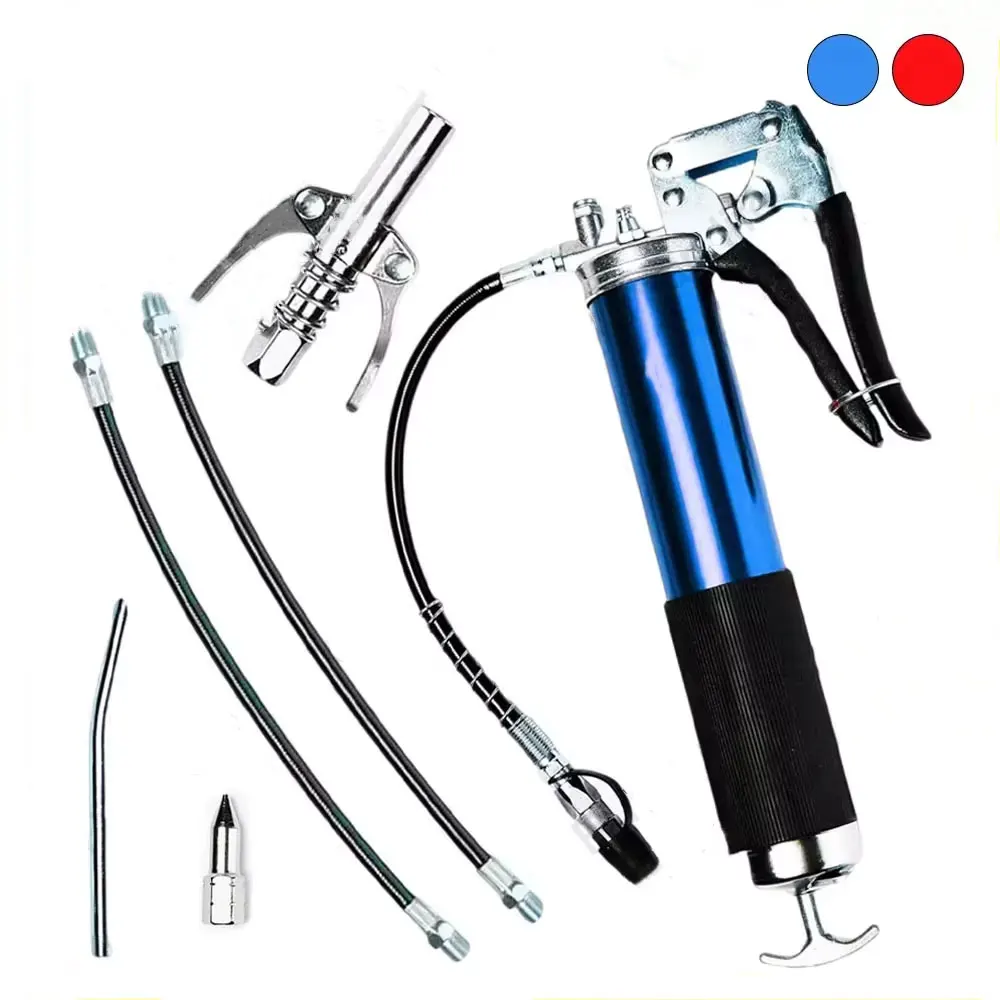 Manual Grip Grease Gun Aluminum Alloy Greasing Injection 400CC Mini Grease Gun 6000-7000PSI with Flexible Hose