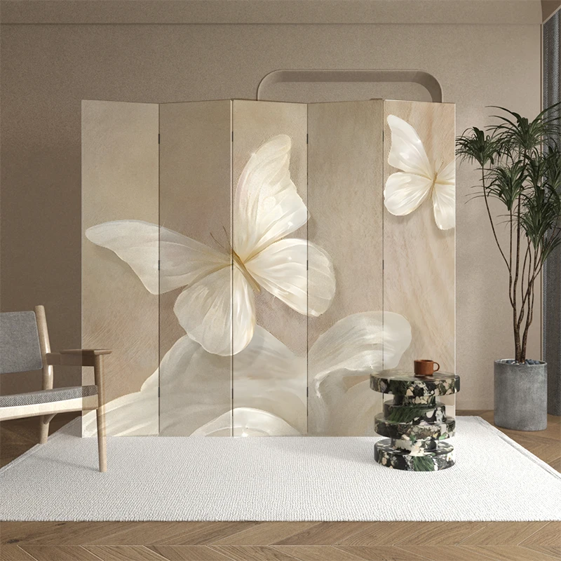 

French Medieval American Italian Abstract Butterfly Screen Partition Living Room Foldable Mobile Baffle Home Door Folding Screen