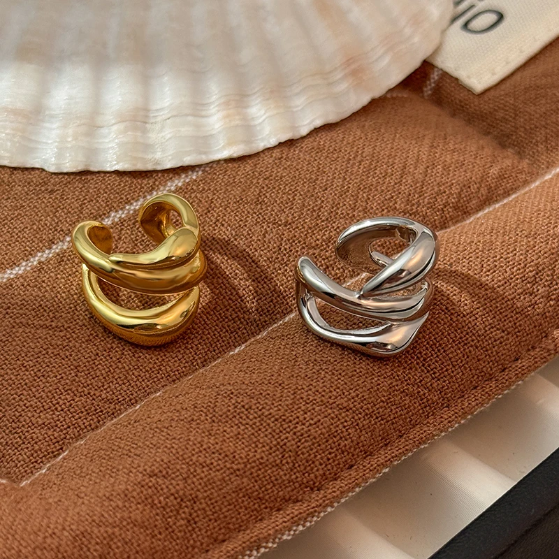 ENSHIR Multi Layer Wrap Line Polished Earrings for Women Unique Personality Simple Niche Ear Cuff Jewelry Gifts Wholesale
