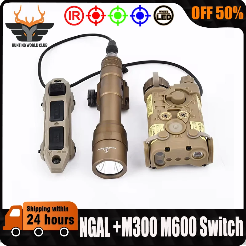 

WADSN Tactical NGAL Red Green Blue IR Laser Sight M600U M300A White Light Flashlight Dual Function Pressure Switch Fit 20mm Rail