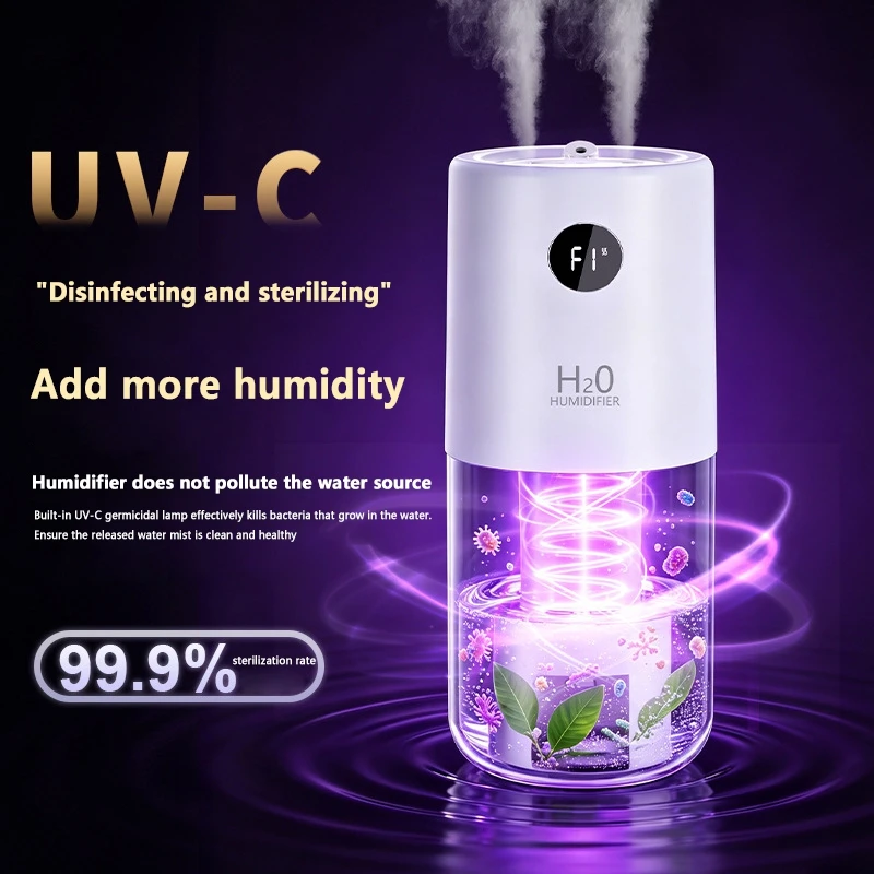Humidifier Digital Display Dual Nozzle Oscillating USB Desktop Silent Cool Mist Air Purifier for Bedroom Office