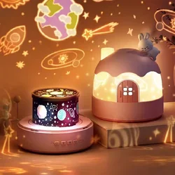 Cute Kid Led Night Light Projector Lamp Birthday Gift Toy with Remote Control Star Sky Color Music Box for Baby Sleep Bedroom