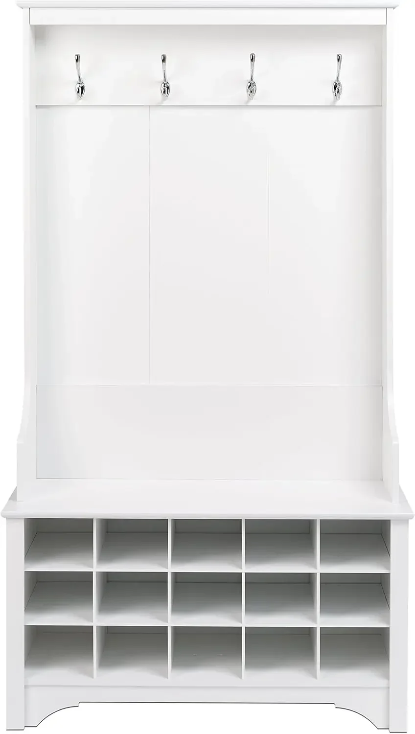 Prepac Hall Tree with Shoe Storage, White