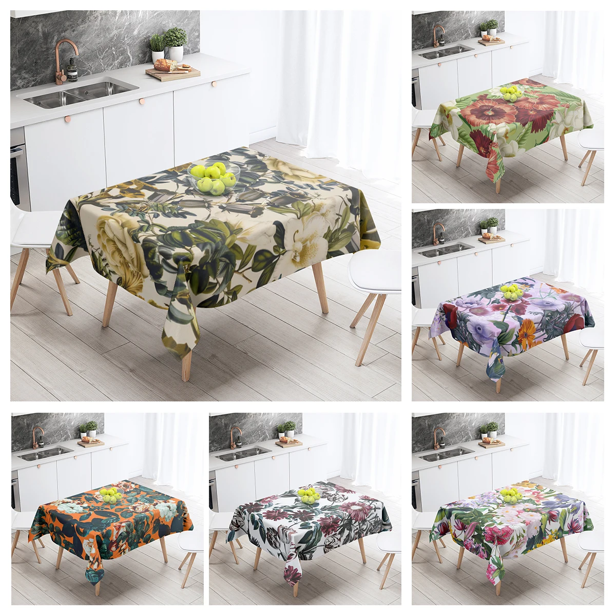 Home tablecloths dining decoration and rectangular table accessories waterproof cloth Anti-stain restaurant Nordic plant flower