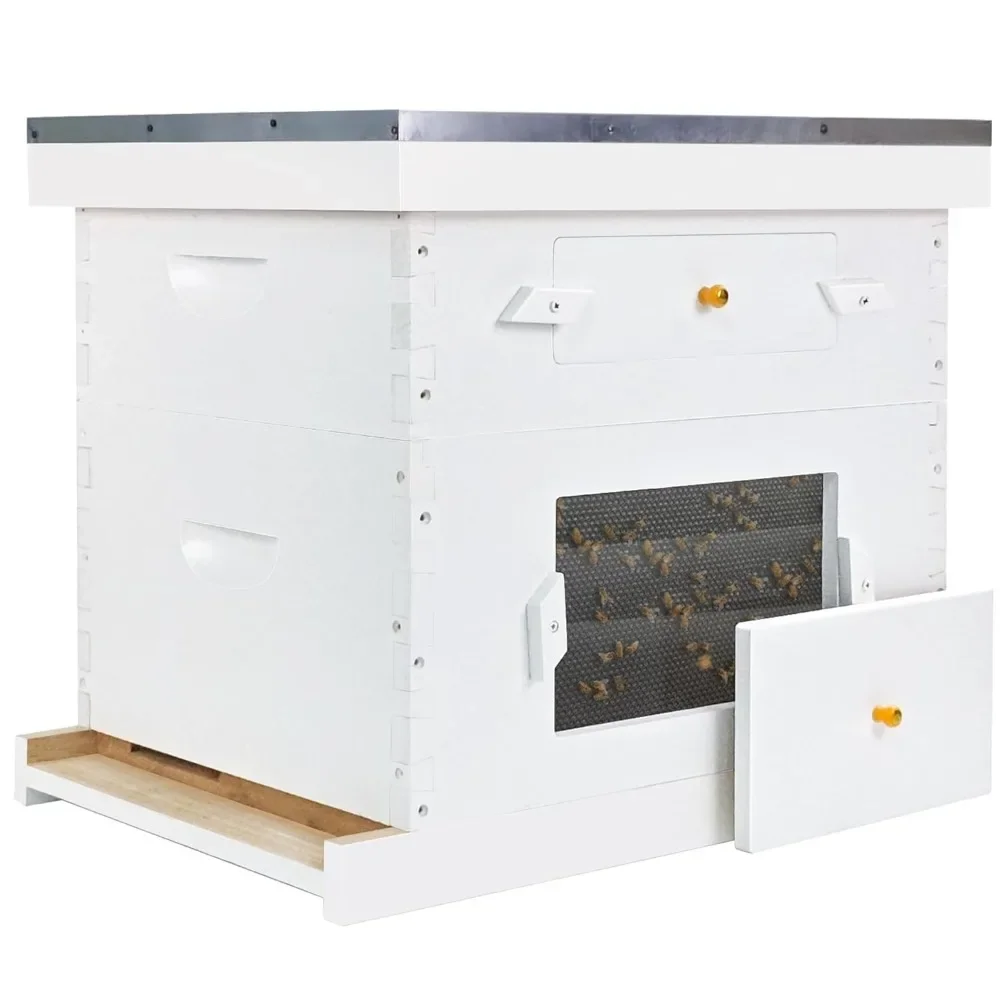 

10 Frame Langstroth Beehive Kit with 1 Deep Brood & 1 Medium Bee Hive Box with Beehive Frames & Beewax Foundations