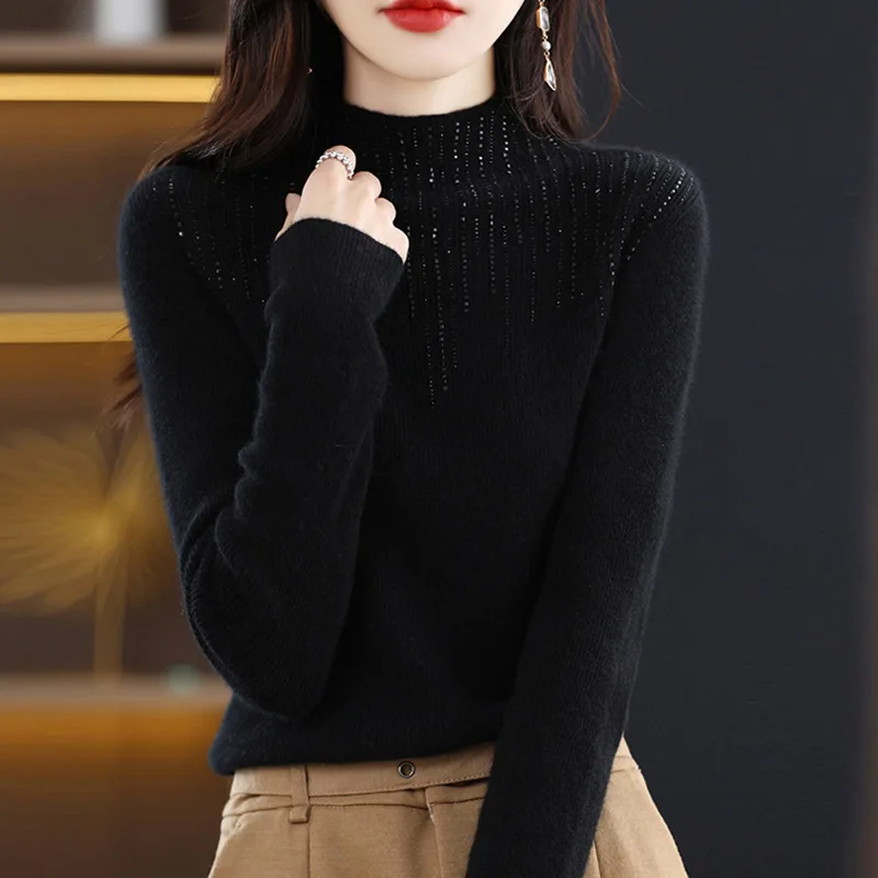 Middle Aged Mother Women\'s Knitting Pullover Sweater 2023 Autumn/Winter Fashion Loose Ladies Comfortable Pull Femme Sweater Top