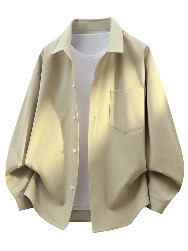 

Casual Men's Long Sve irt Jaet Workwear Sle Spring Autumn Lightweight Polyester Fiber Loose Fit Faionable Brand