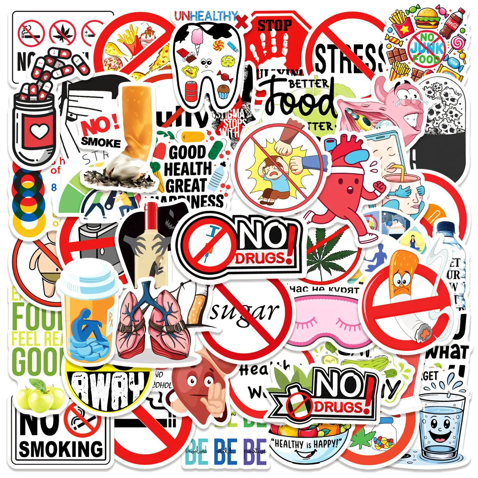 50PCS Kreative Schützen Gesundheit Hinweis Wasserdicht Cartoon Aufkleber Dekoration DIY Notebook Mobile Gitarre Wasser Tasse Koffer Graffiti