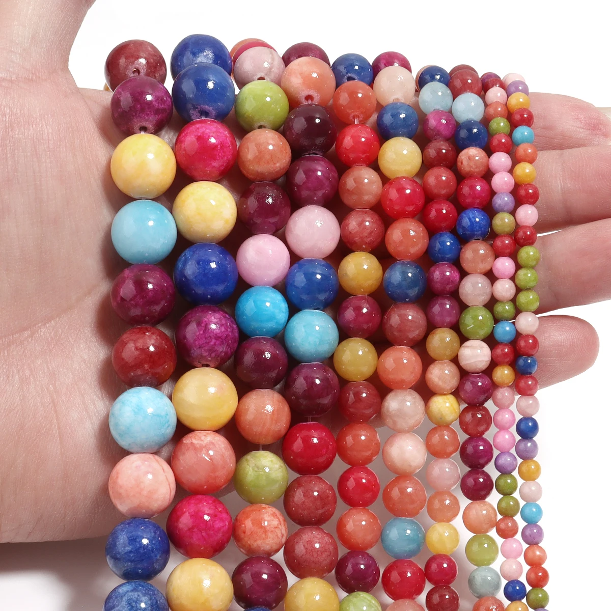 4/6/8/10/12mm Mixed Color Natural Stone Round Beads Smooth Gemstone Spacer Beads for Jewelry Making DIY Bracelet image 3