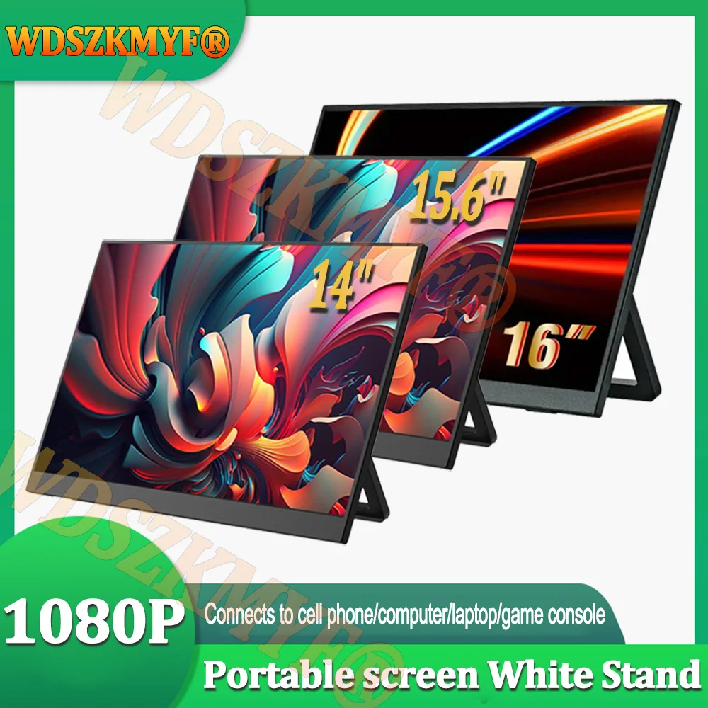 

Portable Monitor 14.1/15.6/16 inch FHD 1080P IPS USB-C Mini-HDMI External Second Screen for Mac Laptop PC Switch Xbox PS4/5 Xbox