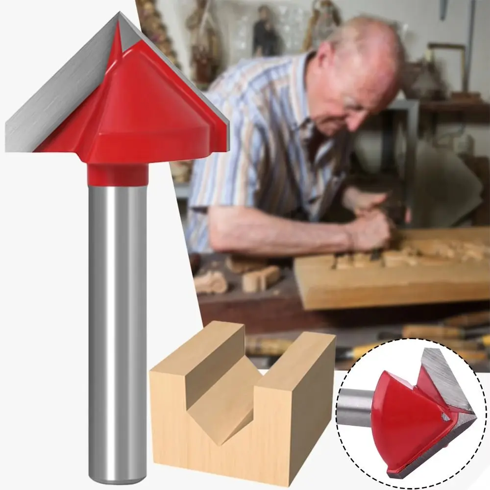 

Door Plank Professional Shank Router Bits Precision Steel Milling Cutter Durable Solid V Type 90 Degree Router Bits Woodworking