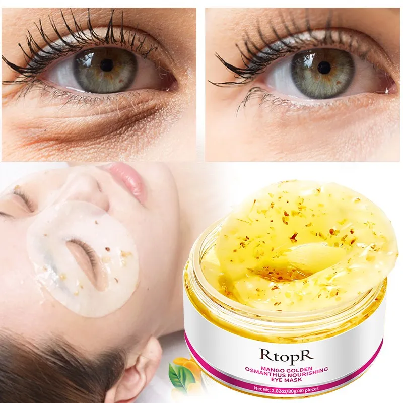 40PcsBox Eye Mask Mango Golden Osmanthus Bright  Nourishing  Skin Care Remove Dark Circles Anti Age Bag Eye Wrinkle Skin Care