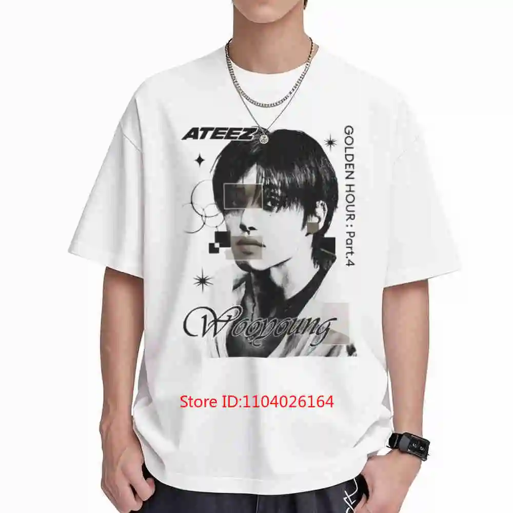 Retro Wooyoung Ateez Golden Hour Part 4 In Your Fantasy World Tour 2026 Kpop Short Sleeve Tee 100% Cotton T-Shirt