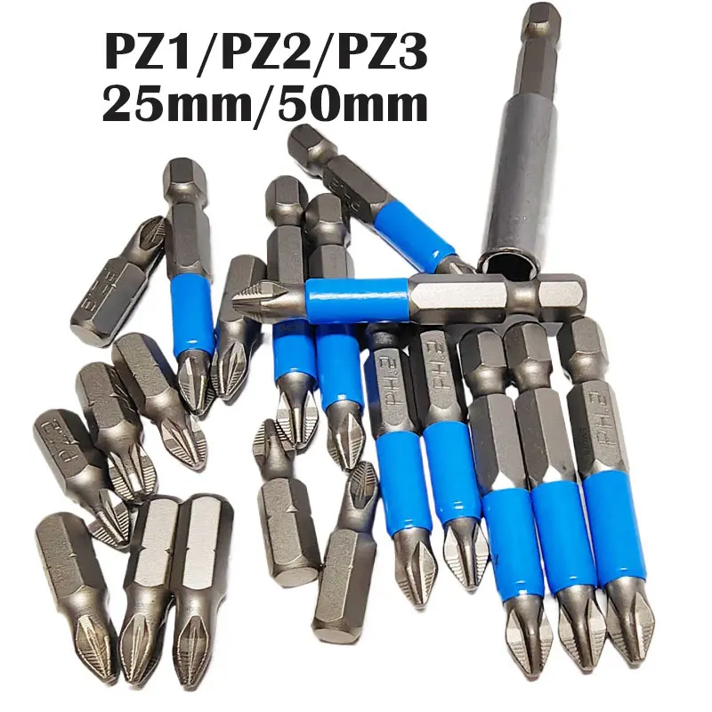 12PCs No-slip PH2/PZ1/PZ2/PZ3 Screwdriver Bit Sets for Drill Magnet 25/50mm S2 Alloy Steel Screwdriver Electric Impact PH1/PH3