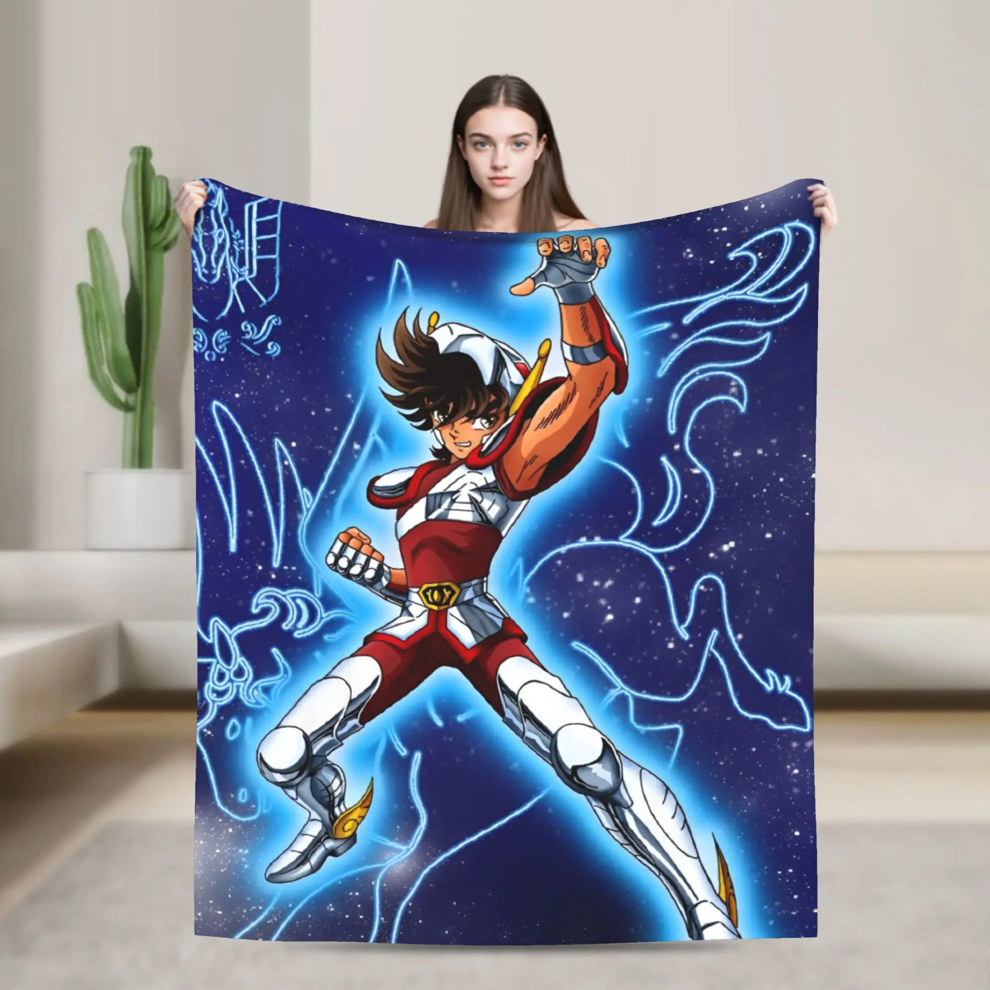 

Saints Seiyas Anime Fleece Throw Blankets Blankets for Home Travel Warm Bed Rug,