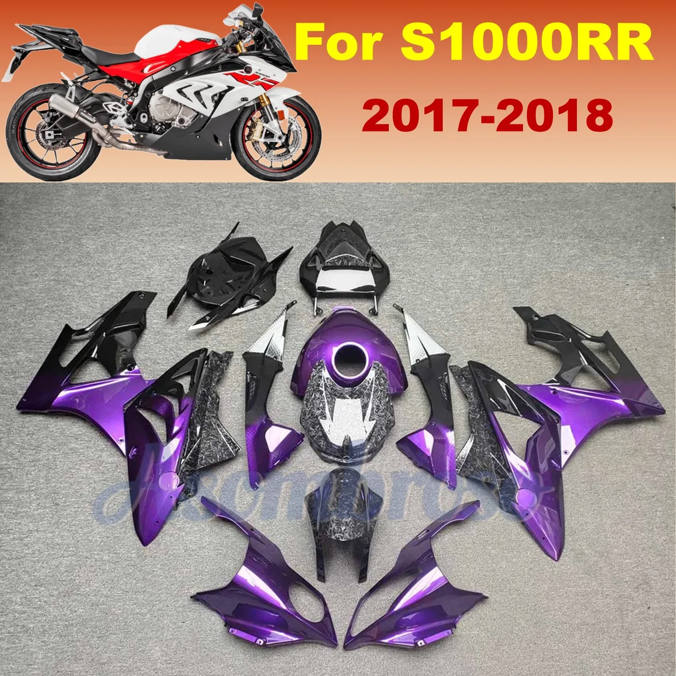 

Комплект обтекателей для мотоцикла для BMW S1000RR 2017 2018 S1000 RR 17 18, комплект из кованого углеродного волокна, окрашенный пластиковый корпус