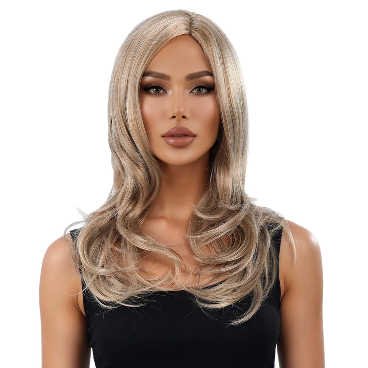 Medium Split Big Wave Synthetic Fiber Wig