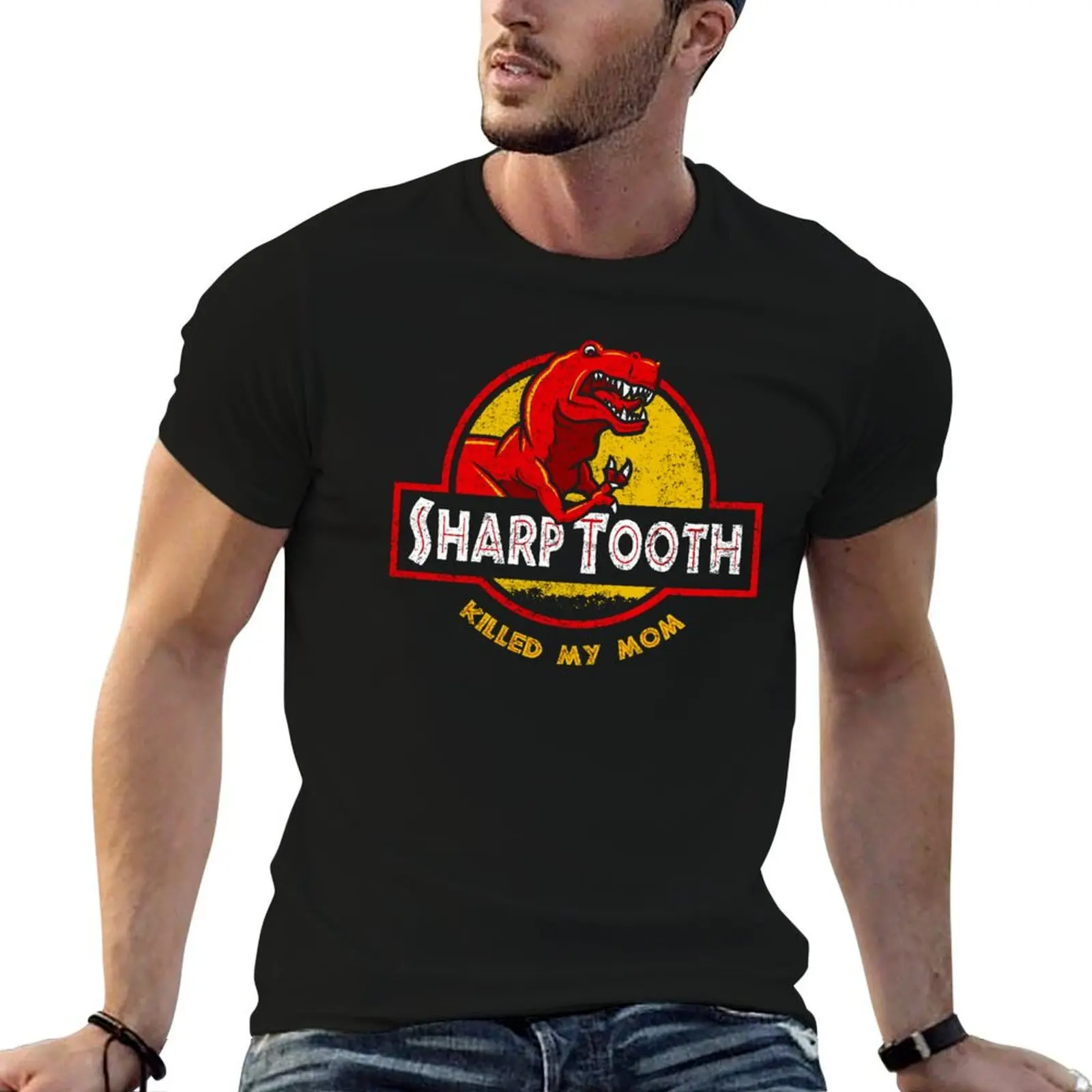 Sharp Tooth Killed My Mom (Land Before Time) T-Shirt Active Wear Sports T-Shirt for Men