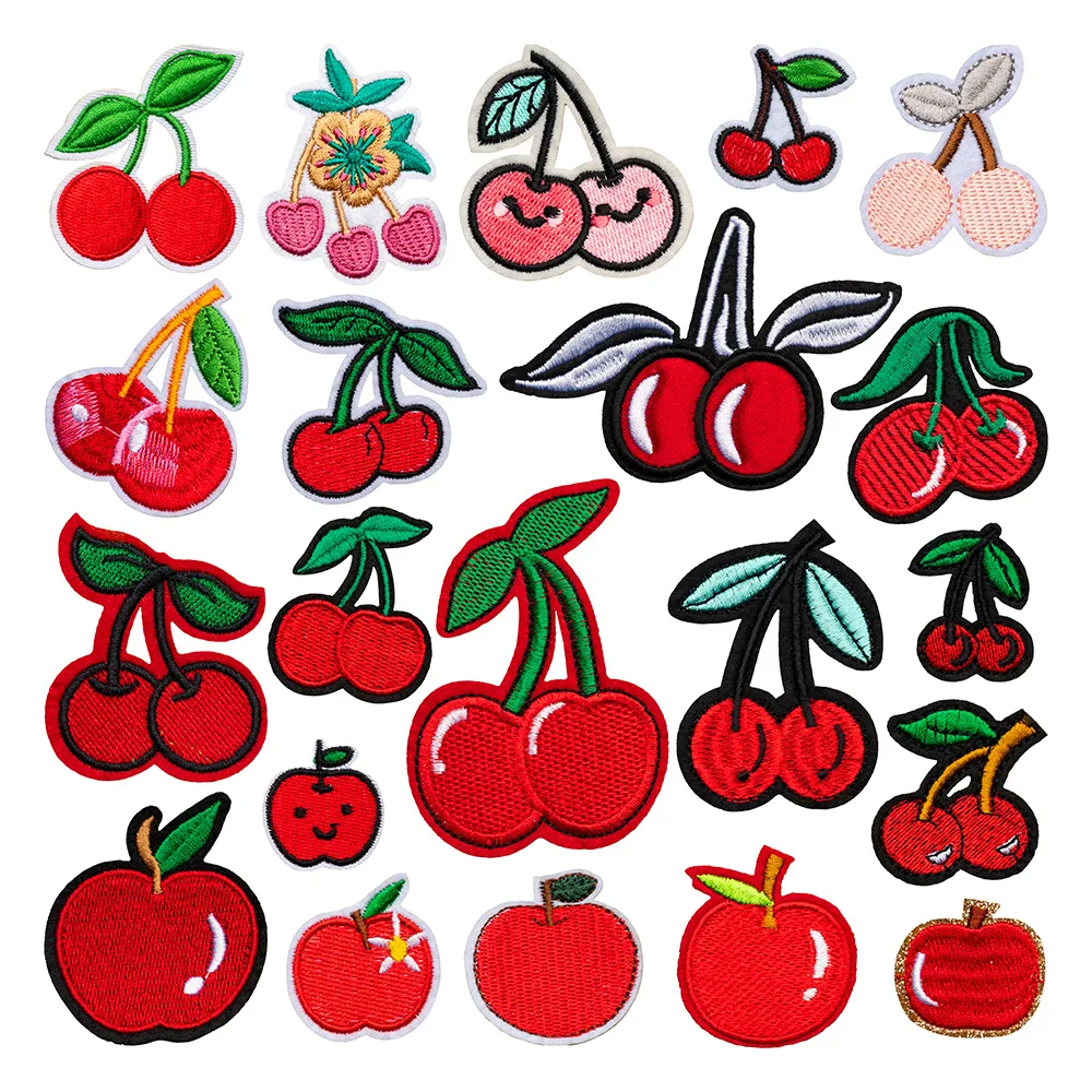 Fruit Series Cherry Apple Patch Embroidery Car Decoration Accessories Cartoon Sticker Patch Auto Ornament