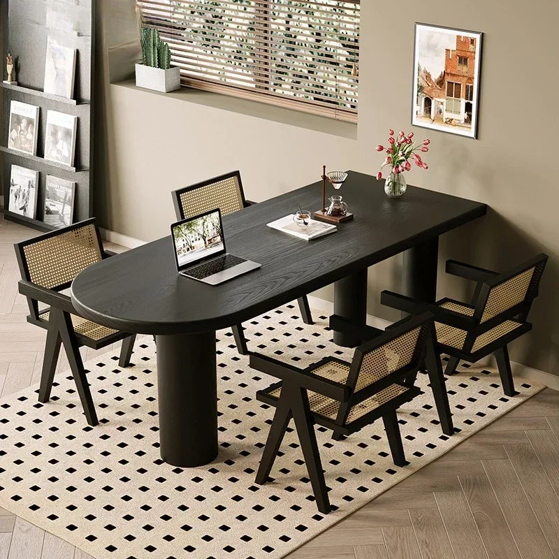 Wabi family dining table solid wood dining table and chair combination small apartment eating table living room desk island