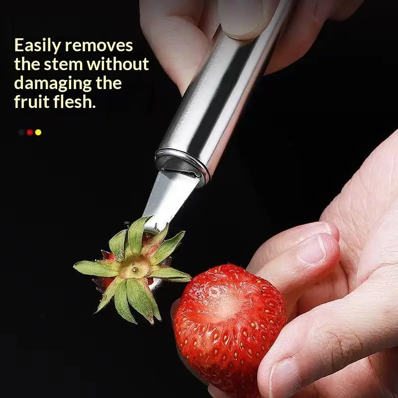 Easy‑Grip Stem Remover Tool for Tomatoes and Strawberries, Stainless‑Steel Fruit Peeler and Seed Extractor