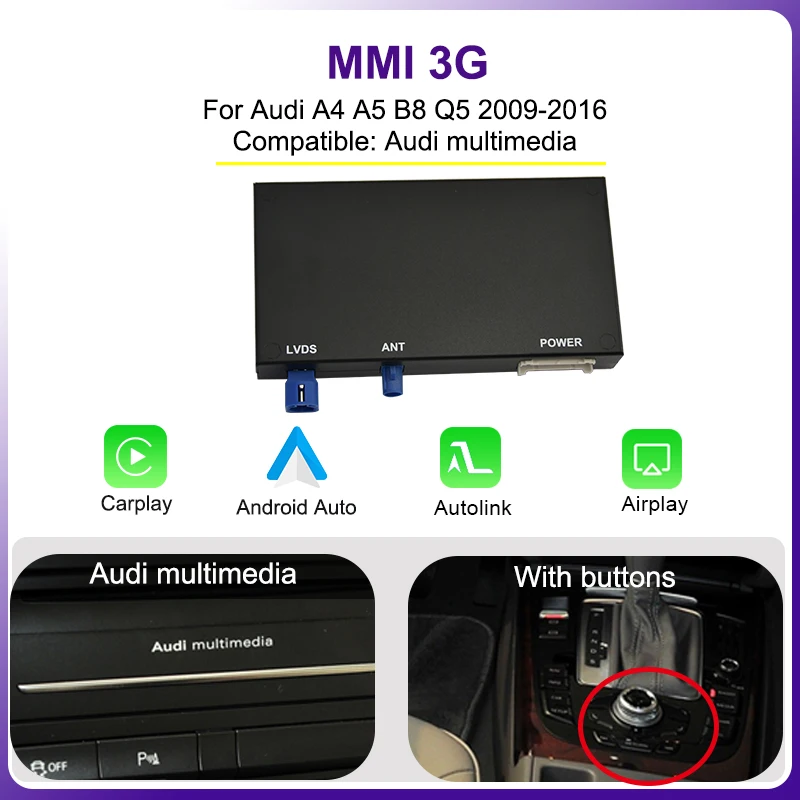 AUTOTOP Drahtloser CarPlay Android Auto Decoder Box für Audi A4 A5 Q5 S4 S5 2009-2018 MirrorLink AirPlay BT Auto-Modul Kamera – Detail 5