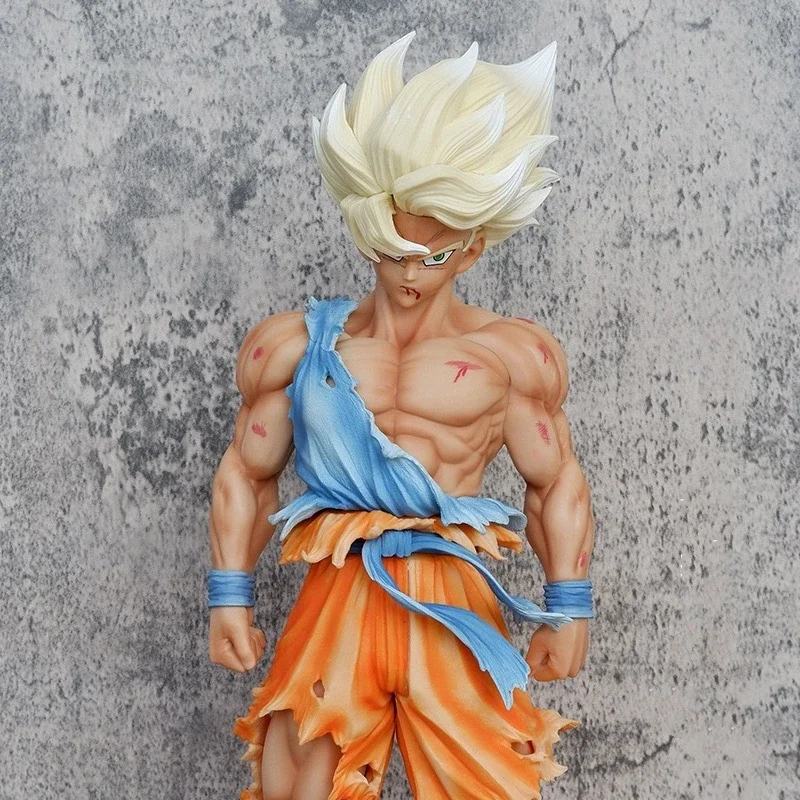 

Dragon Ball Son Goku Action Figure Toy Anime Super Saiyan Goku Figuras With 2 Heads Manga Figurine 44cm Pvc Model Statue Doll