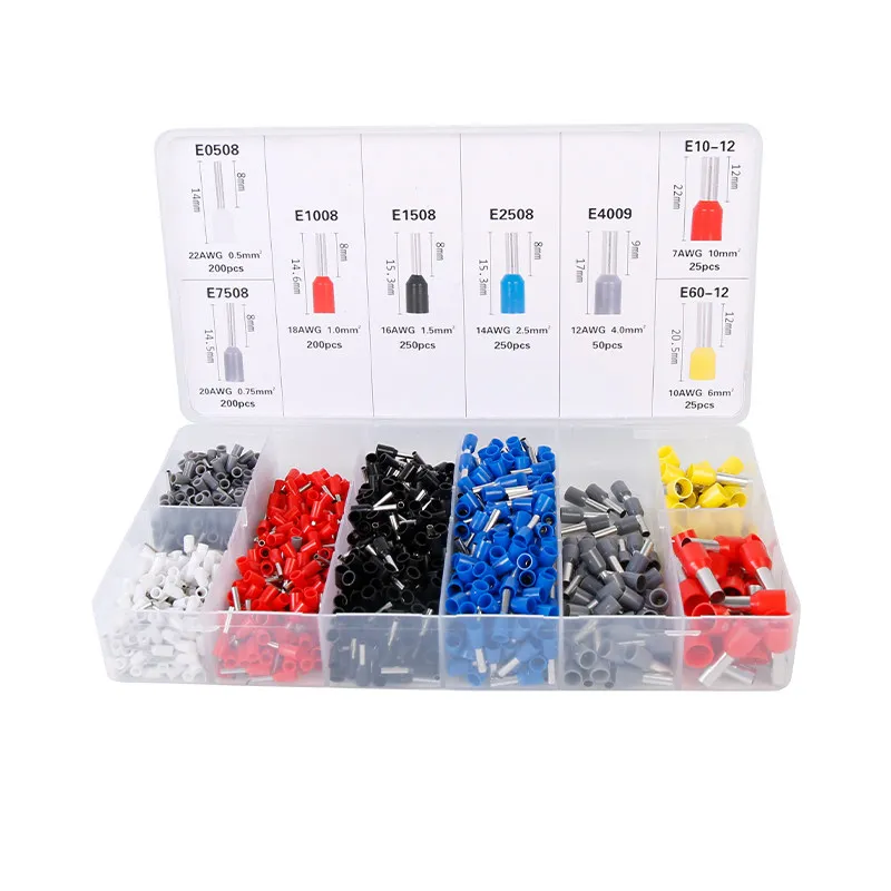 VE terminal portable box set combination European cold pressed wiring terminal pre insulated VE type tube hollow needle tube