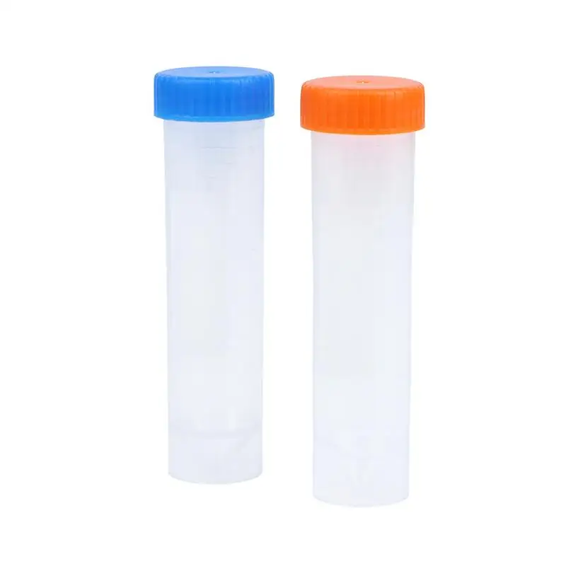 Plastic Test Tubes 50ml Round Bottom Blue Yellow Screw Cap Centrifuge Tubes for School Science Experiment Use