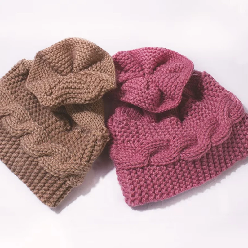 

Autumn Winter Keep Warmth Kids Hat Baby Flower Decor Crochet Hook Cute Turban Girl Photograph Wear Hair Accessory Infant Gift