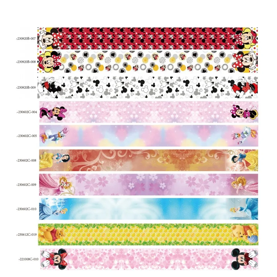 バレンタインデー ディズニー グログランリボン 38mm 50mm 75mm 10ヤード 50ヤード 両端プリントリボン リボン結び DIY ハンドメイドアクセサリー用