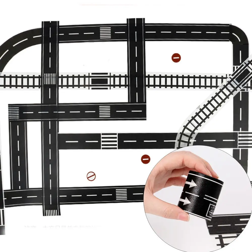 1/5Pcs Railway Road Tape Sticker Wide Traffic Road Adhesive Masking Tape for Kids Study Road Signs Safety Education
