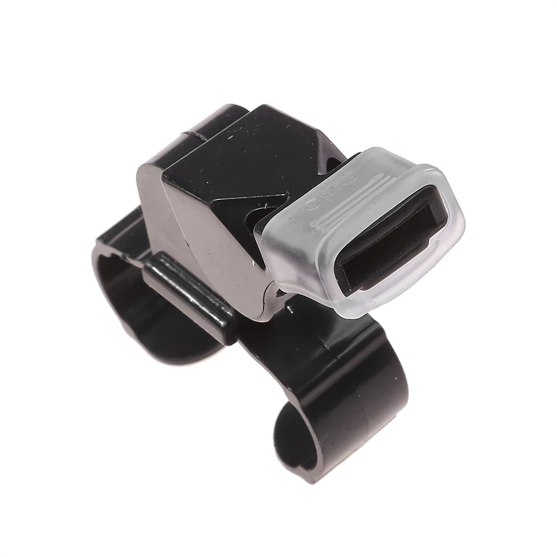 Plástico Árbitro Finger Grip Whistle, Black Survival Whistle, esportes, futebol, futebol, basquete, beisebol, hóquei, ao ar livre, 8x7cm