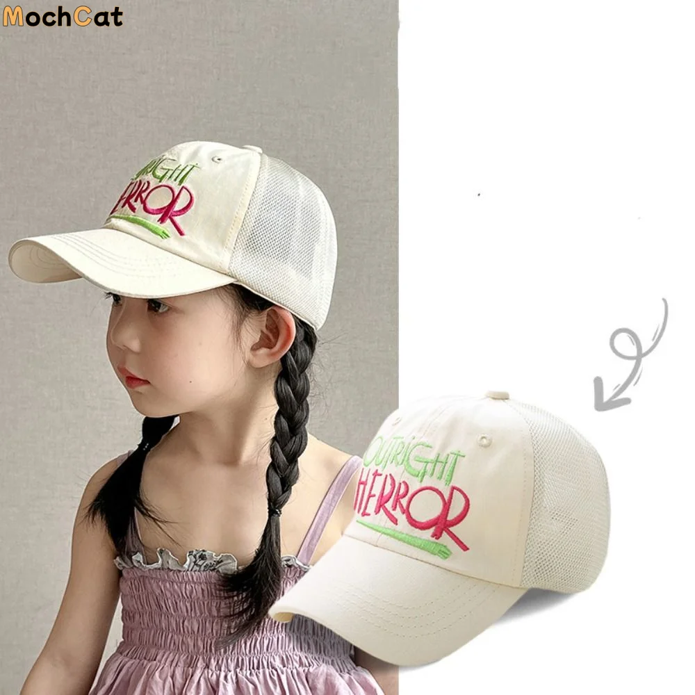 

Детская бейсбольная кепка в корейском стиле, ярких цветов, с вышивкой букв, защита от УФ-излучения, летняя солнцезащитная кепка для детей, милая быстросохнущая кепка с козырьком для девочек