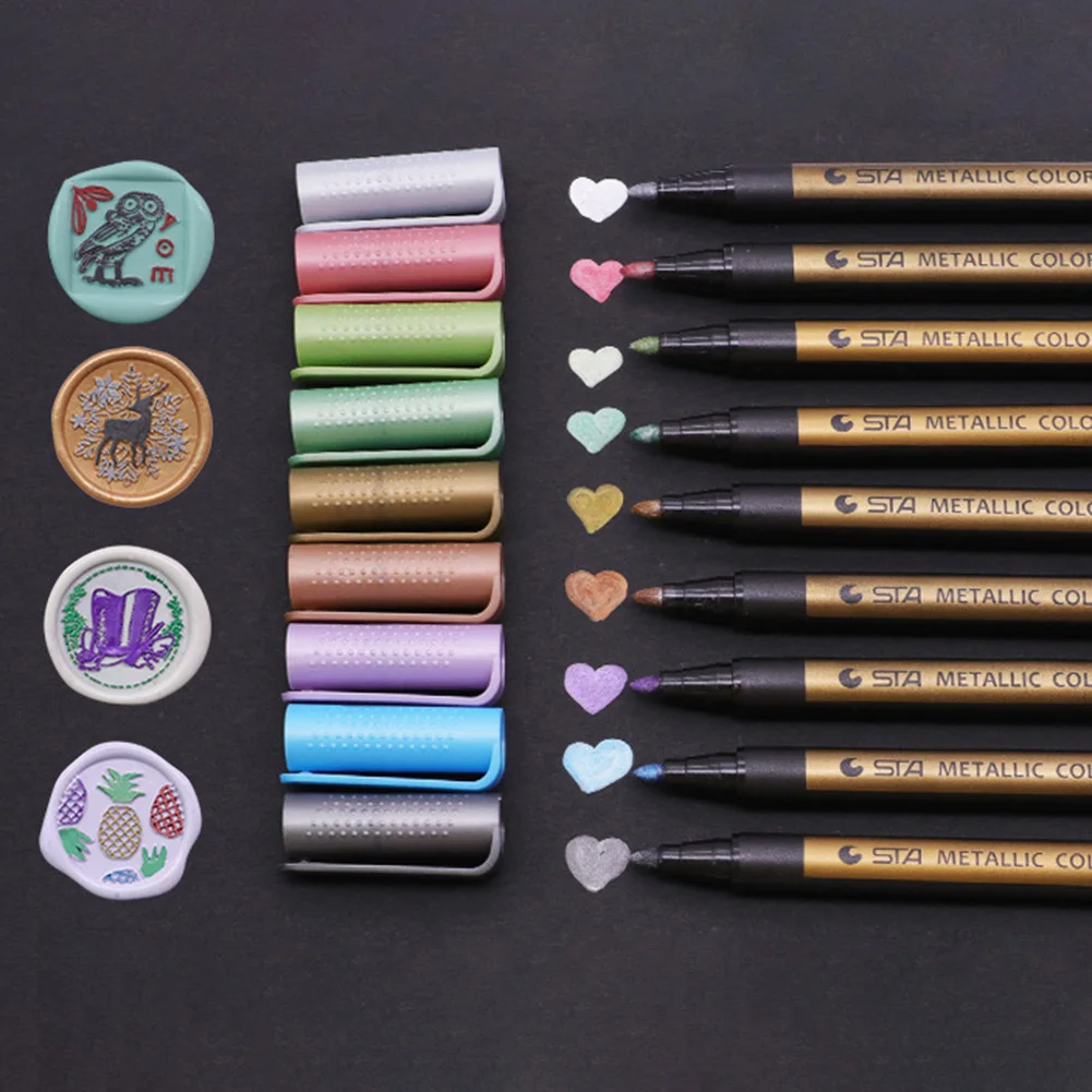 씰링 왁스 마커 펜 초대장 장식 빈티지 마커 컬러 펜 스크랩북용 특수 그래피티 금속 세라믹 목재 고무용