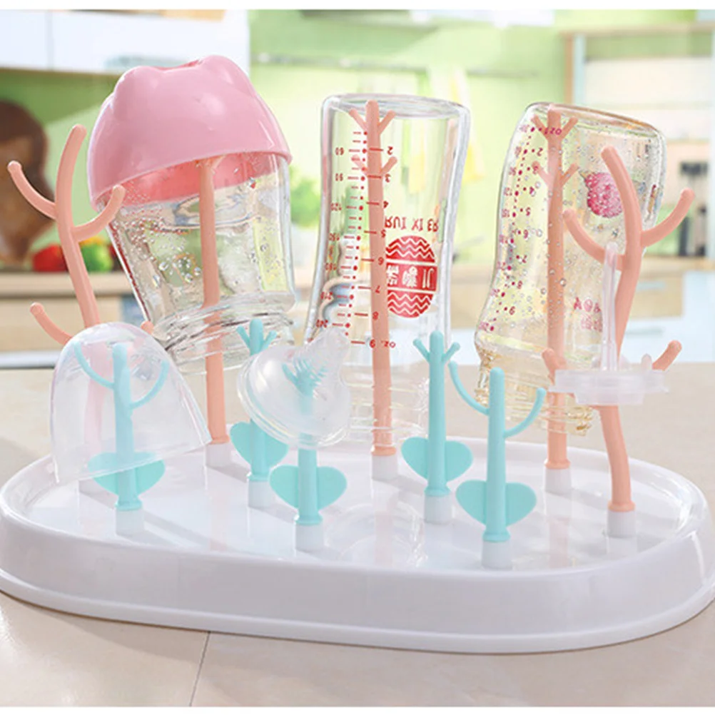 

Branches Shape Baby Bottle Dryer Detachable Peags Eco-Friendly PP Material Feeding Bottle Holder Drying Stand with Dust-Proof