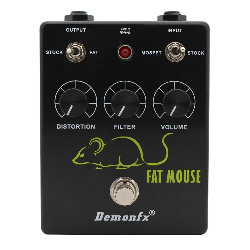 Pedal de Efectos para Guitarra Demonfx FAT MOUSE Distortion Fuzz, Modo de Corte MOSFET, Interruptor de Bajo Grueso, Carcasa Metálica, Stompbox