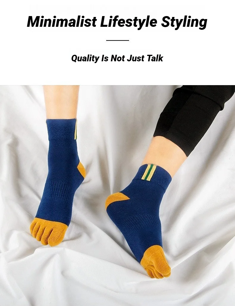 5 Paar Herren-Freizeitsocken aus Baumwolle mit fünf Zehen, atmungsaktiv, sportlich, weich, hochwertig, mit geteilten Zehen, für Herren, Wandern, Basketball, Laufen – Detail 2