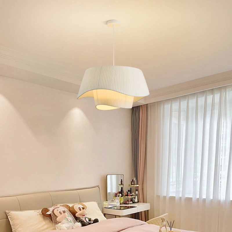 KAGU Retro Nordic Fabric Chandelier Cream Pendant Light for Living Room, Bedroom & Dining