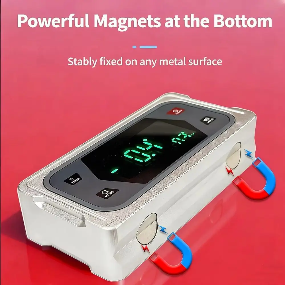 Magnetic Base Digital Protractor V Groove Base Backlit LCD Angle Gauge Audible Feature High Accuracy Double Axes Gauge