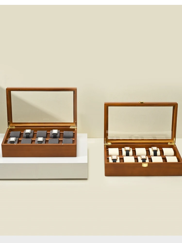 Oirlv 10-roosters horlogedoos Houten sieradendoos Horloges Organizer Mannen Vrouwen Mechanische horloges Opbergdoos Horloge Display Box - afbeelding 2
