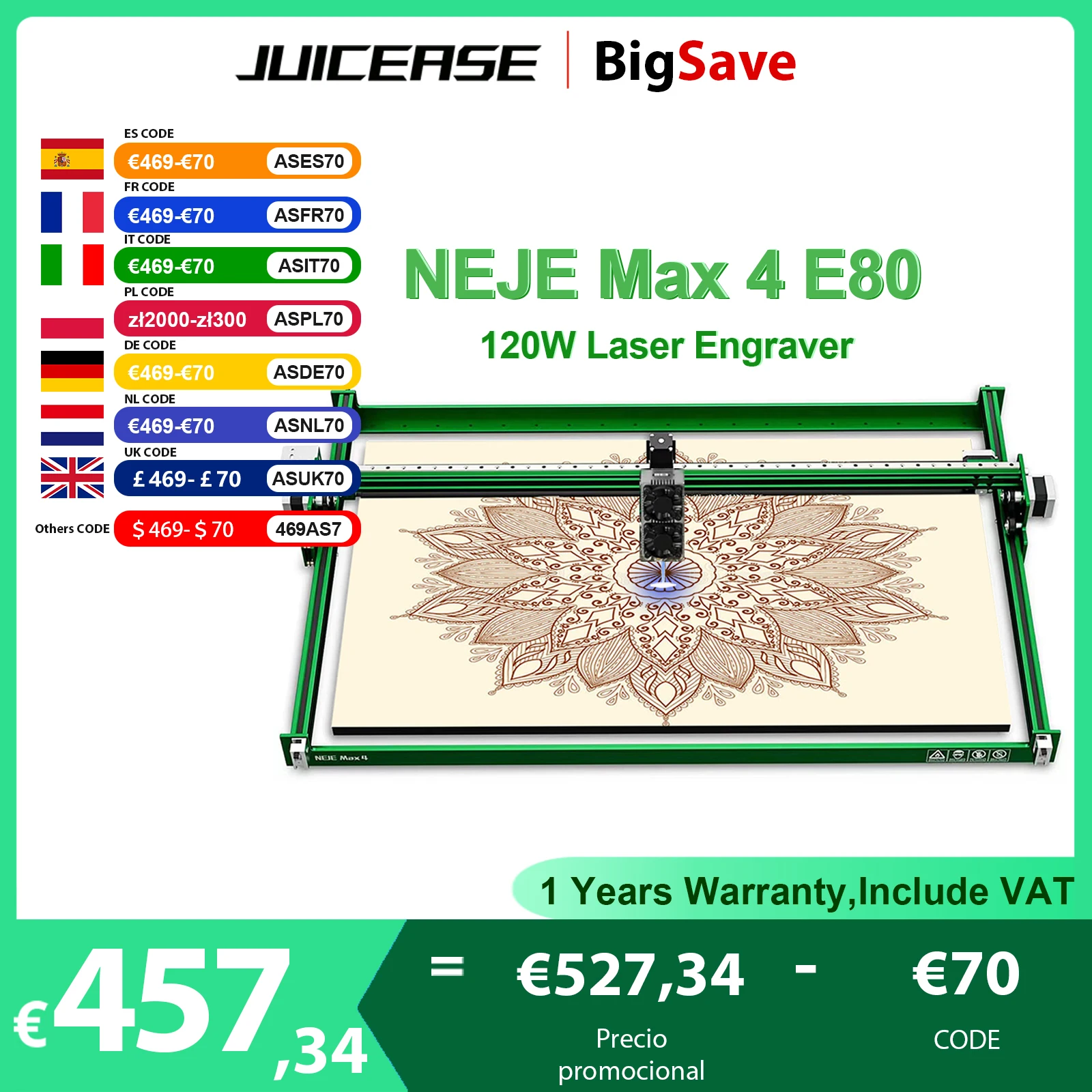 NEJE Max 4 E80 Laser Engaver Powerful 120W Powerful CNC Laser Engaving Machine Wood Cutting Machine