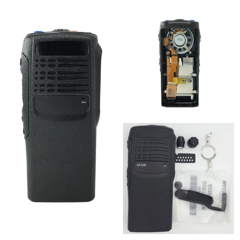 PMLN4216 Black Walkie Talkie Replacement Front Housing Case Cover with Speaker Mic for Motorola Two Way Radio HT750 GP340 GP328