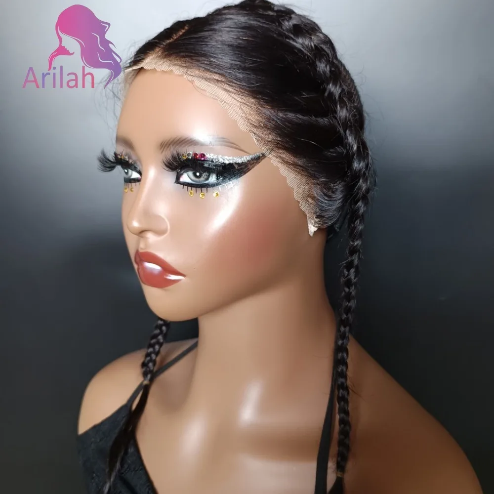 プレカット目に見えない 13X4 レースフロント三つ編みレースフロント事前摘み取られた 100% 人毛 12-18 インチブラジルバージンヘア