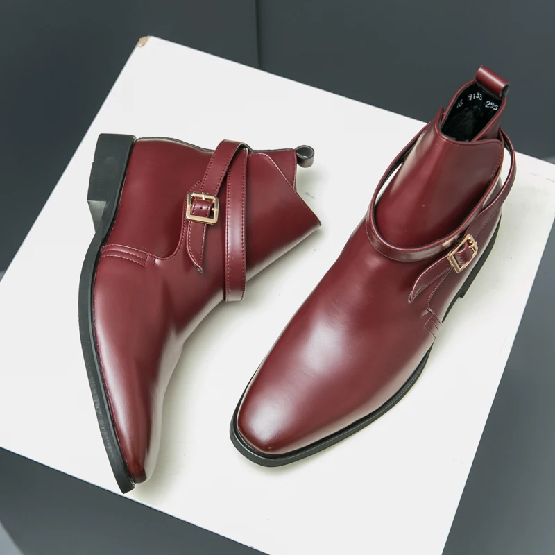 

Лидер продаж, мужские ботинки челси, европейские и американские высококачественные банкетные модельные туфли, модные красные новые мужские высокие короткие сапоги