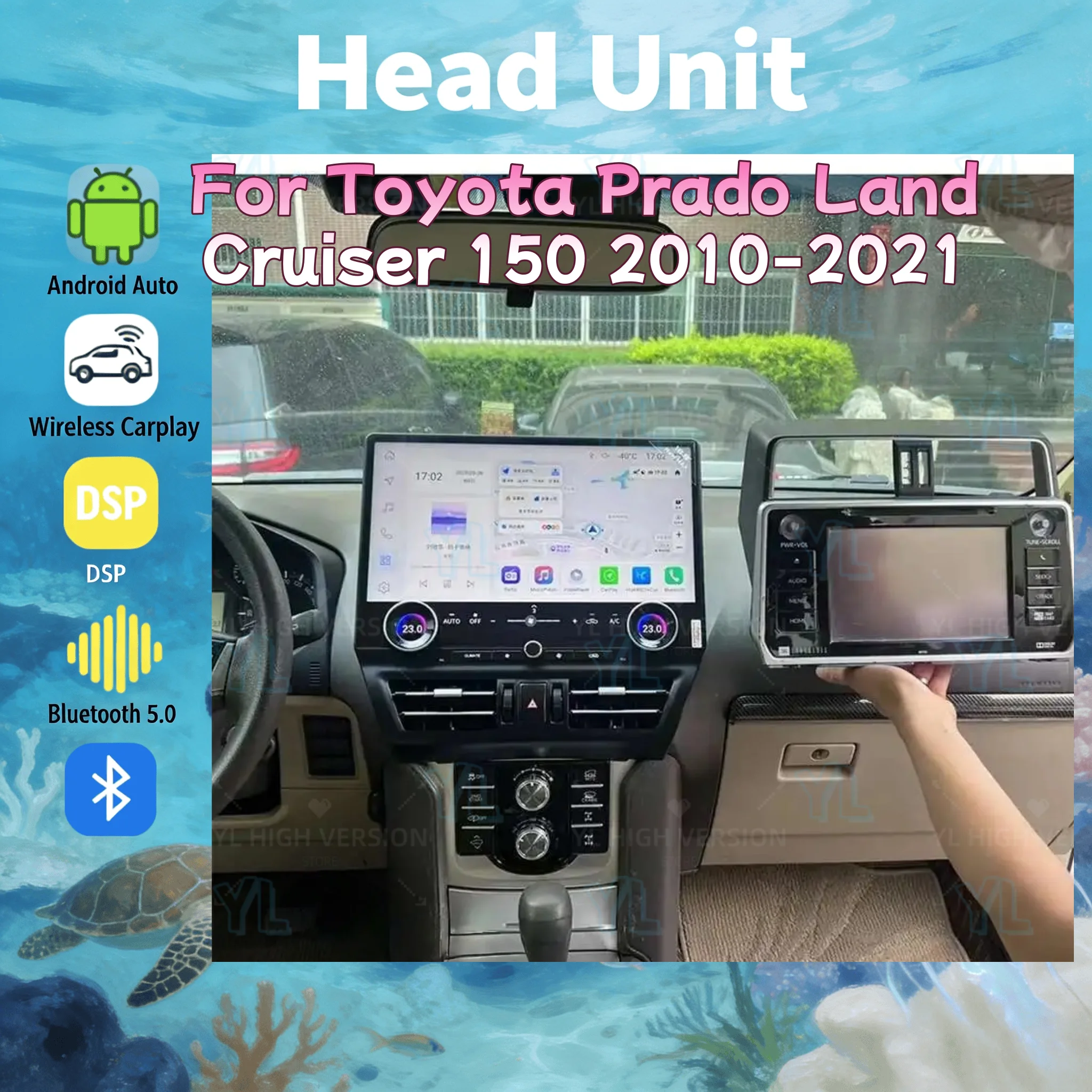 

Автомагнитола Android 13 для Toyota Prado LC150 2010-2021 с 16,8-дюймовым супербольшим экраном, Carplay, GPS, видео, мультимедиа, DSP, Bluetooth 5.0