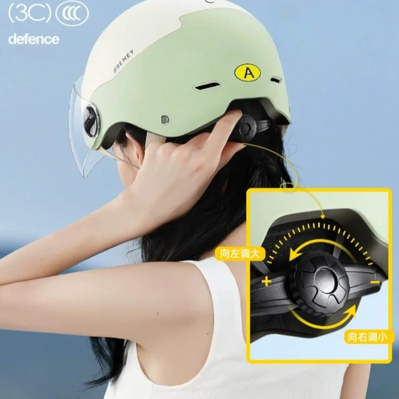 Half Helmet with Goggles 1 Piece Adult Safety Gear for Men & Women Electric Bicycle & Motorcycle Use motorcycle helmet 54-63CM view 2
