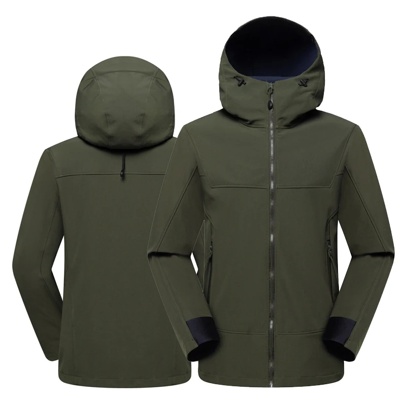 TRVLWEGO Women Men Travelling Jacket Camping Softshell Fleece Lined Warm Light Hooded Windproof for Outdoor Trekking Hiking Coat